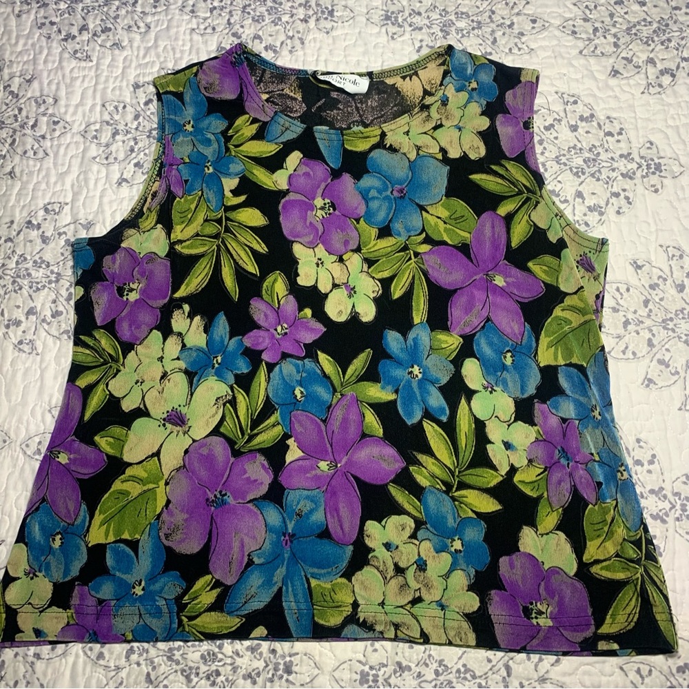 Y2k whimsygoth dark floral print tank top